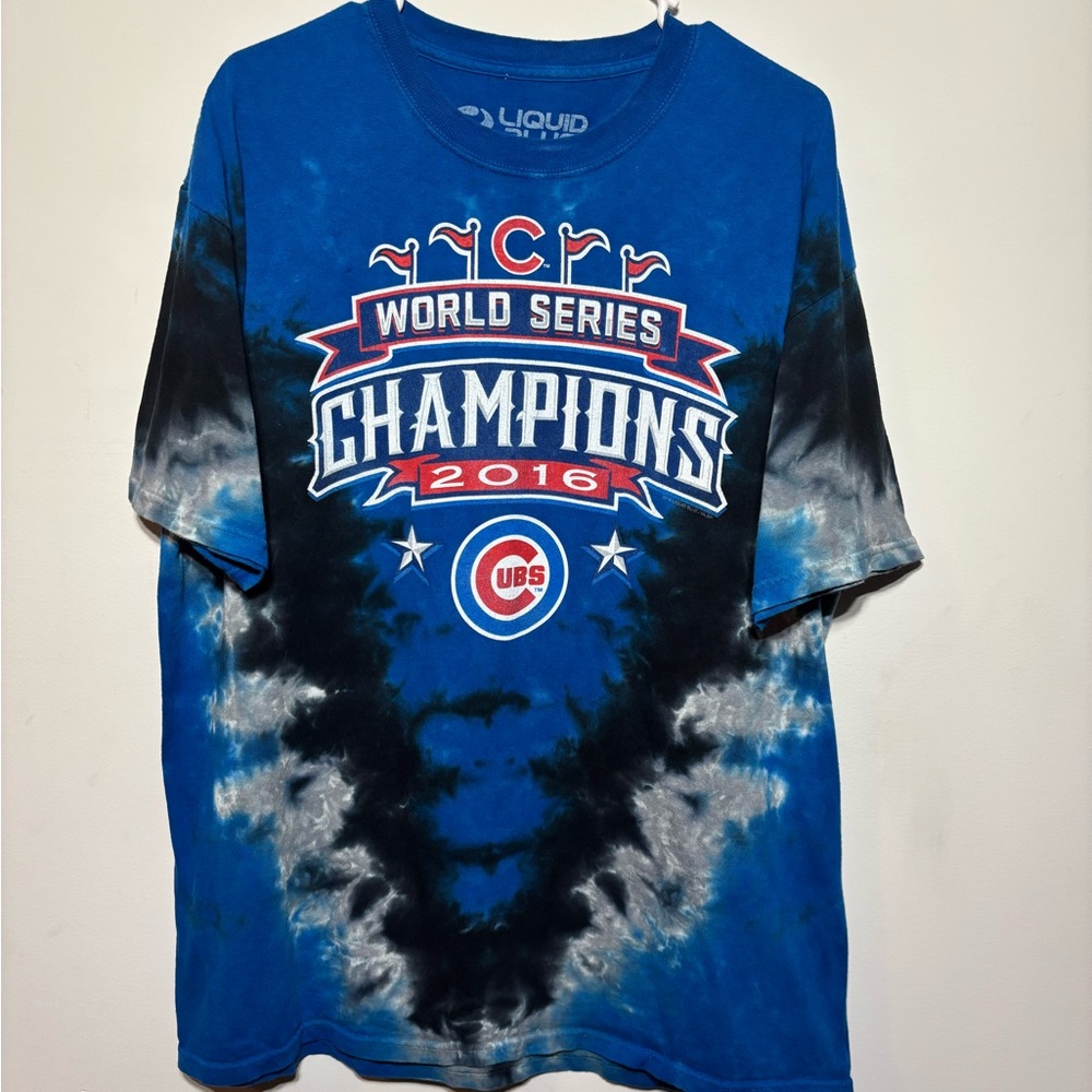 Liquid Blue 2016 Chicago Cubs Shirt Men XL Blue Colorful Tie Dye Short Sleeve